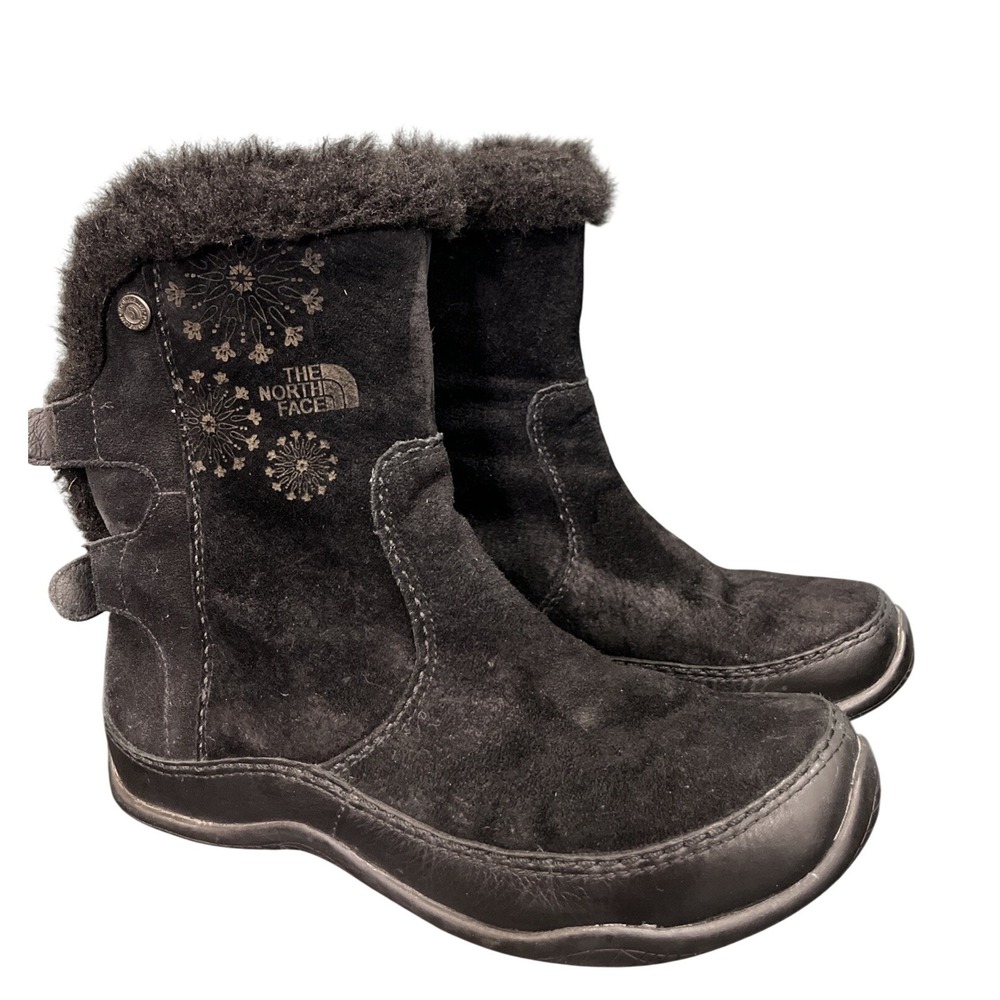 The North Face‎ Womens Black Suede Primaloft Insulated Winter Boots Fur Trim 6